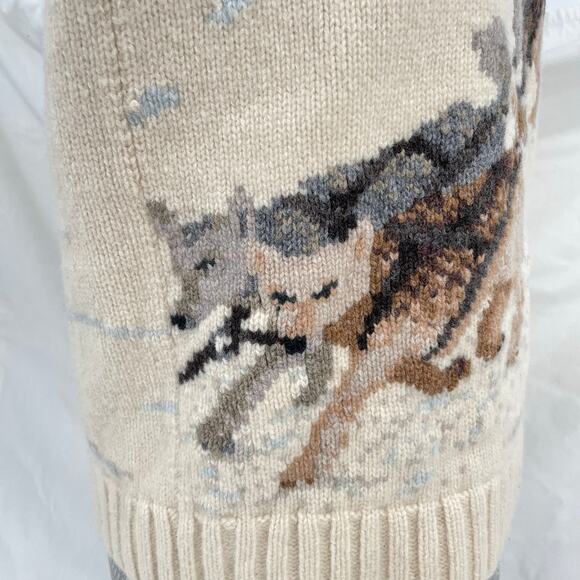 Vintage Ralph Lauren Wool Sweater Sled Dog Huskies Winter Holiday Hoodie Size S - Picture 7 of 16